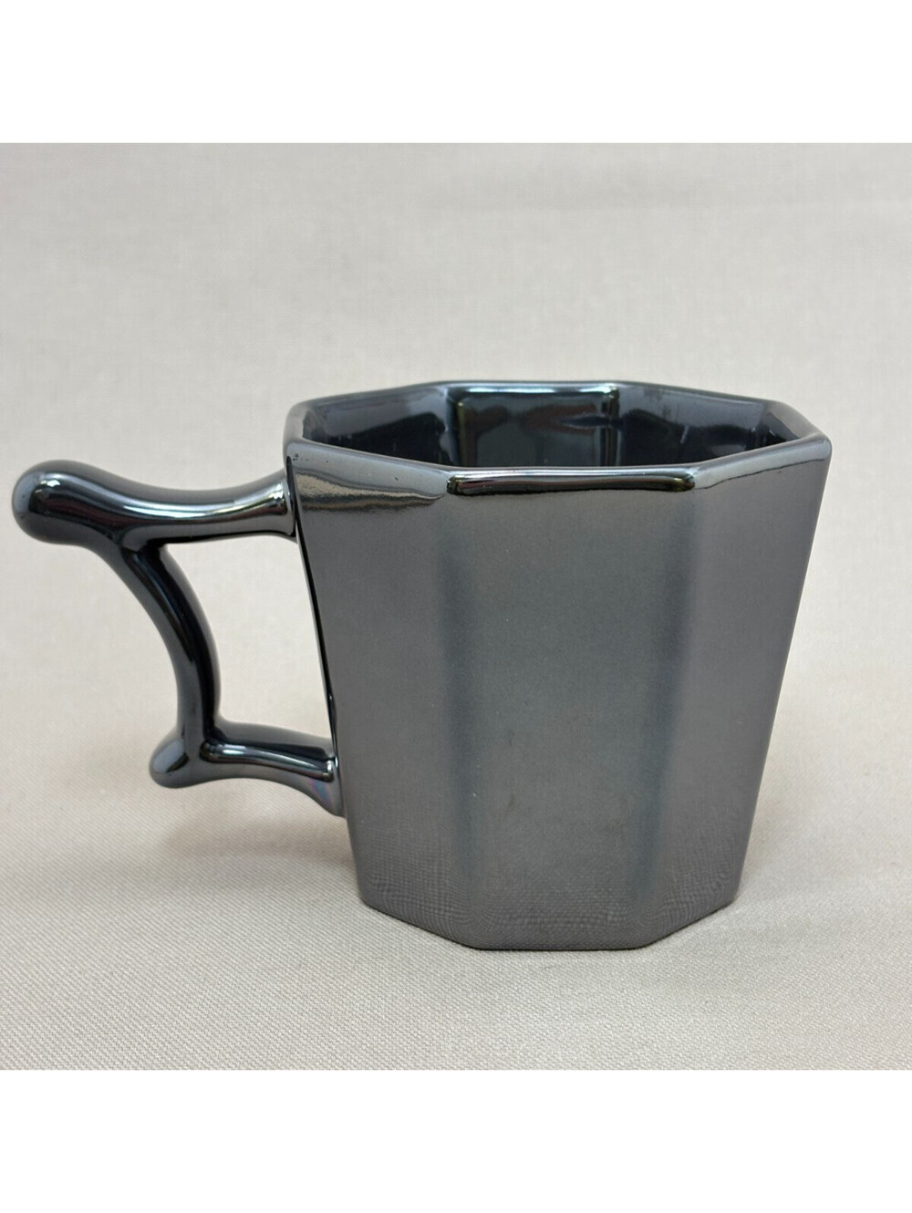 Starbucks Hexagon Geometric Mug 2013 Gunmetal Iridescent Black Metallic Cup 14oz